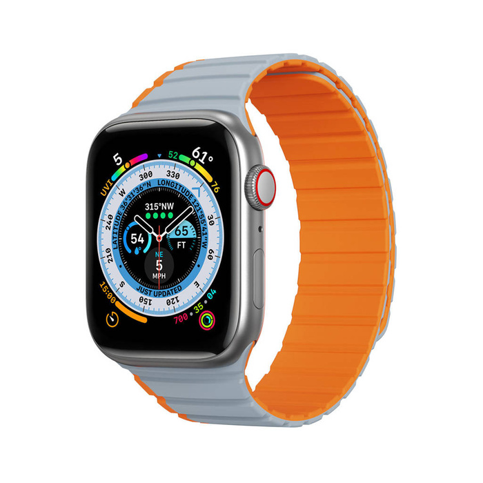 Magnetic Strap for Apple Watch SE, 8, 7, 6, 5, 4, 3, 2, 1 (41, 40, 38 mm) Dux Ducis Strap (LD Version) - Gray Orange