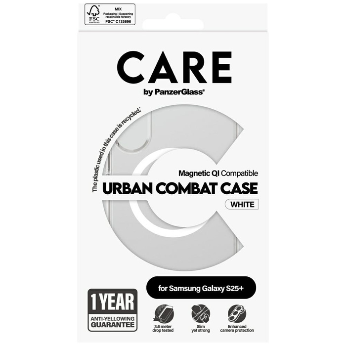 Etui CARE by PanzerGlass Flagship Urban   Combat White QI do Samsung Galaxy S25+ przezroczysty