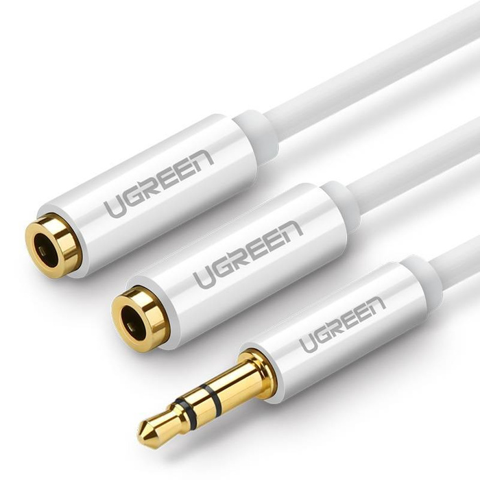 UGREEN Audio rozbočovač Kabel AUX Mini Jack 3,5 mm 20 cm bílý