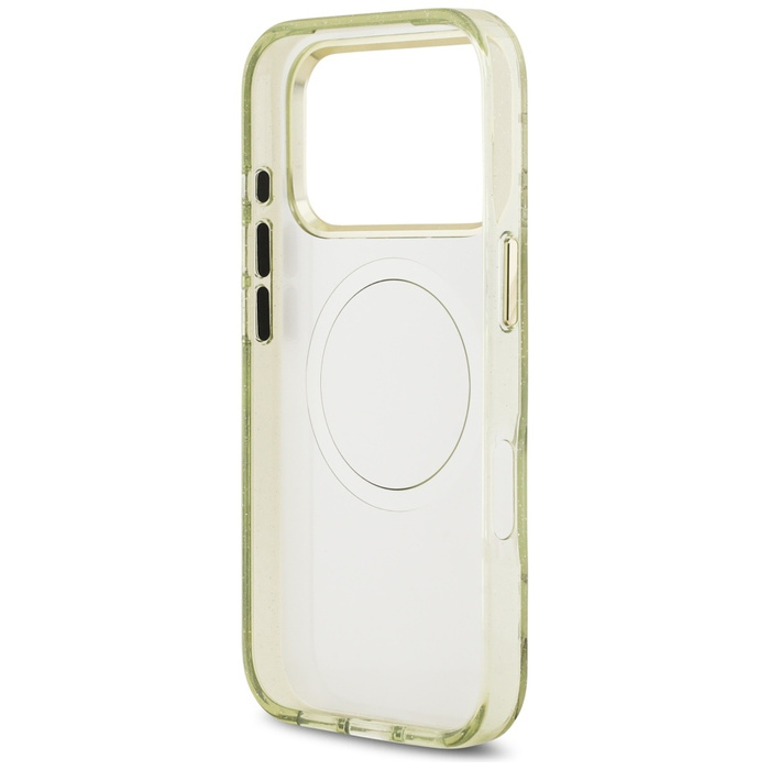 Etui Guess IML Glitter Flowers Triangle  MagSafe do iPhone 17 Pro Max zielony