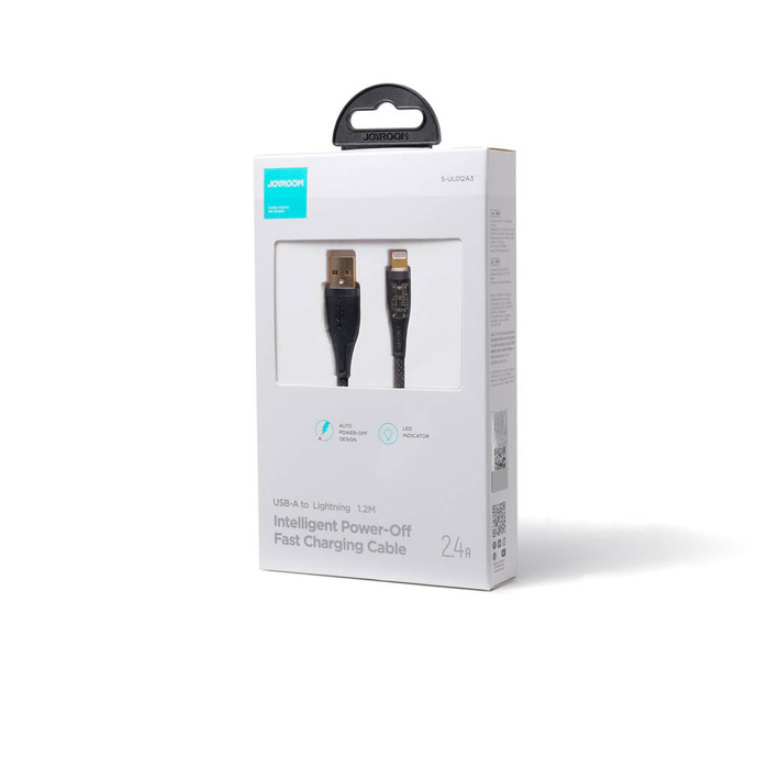 Cavo di ricarica rapida Joyroom con interruttore intelligente USB-C - Lightning 2.4A 1.2m nero (S-UL012A3)