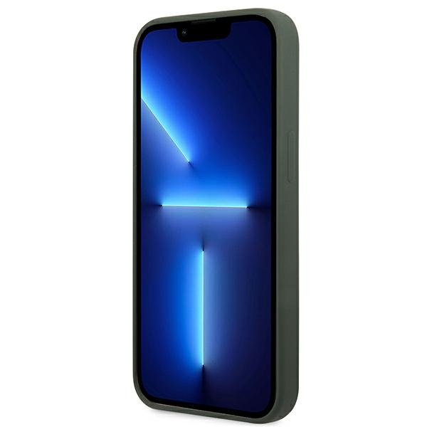 Hülle GUESS Apple iPhone 13 Pro Max Silikon Logo Platte MagSafe Grün Hartcase