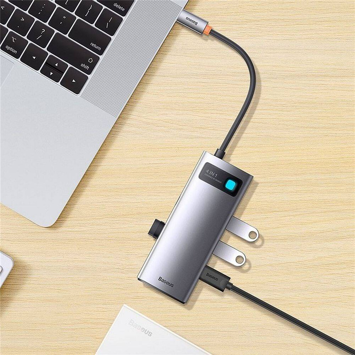 Baseus Metal Gleam Series Station d&#39;accueil HUB 4 en 1 USB Type C - 4 x USB 3.2 Gen. 1 (WKWG070013)