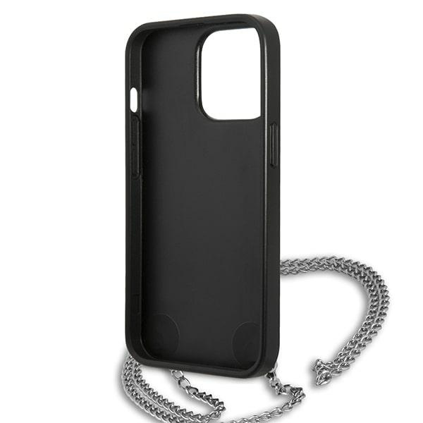 Karl Lagerfeld KLHCP13LPMK iPhone 13 Pro / 13 6.1" hardcase schwarz/schwarz Leder strukturiert und Kette