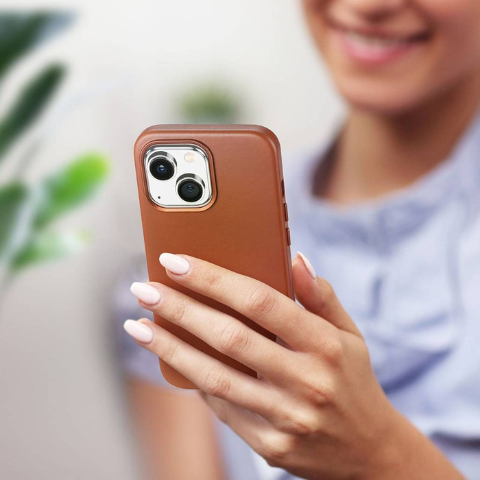 Dux Ducis Naples obal iPhone 14 Plus magneetický kožený potah MagSafe hnědý