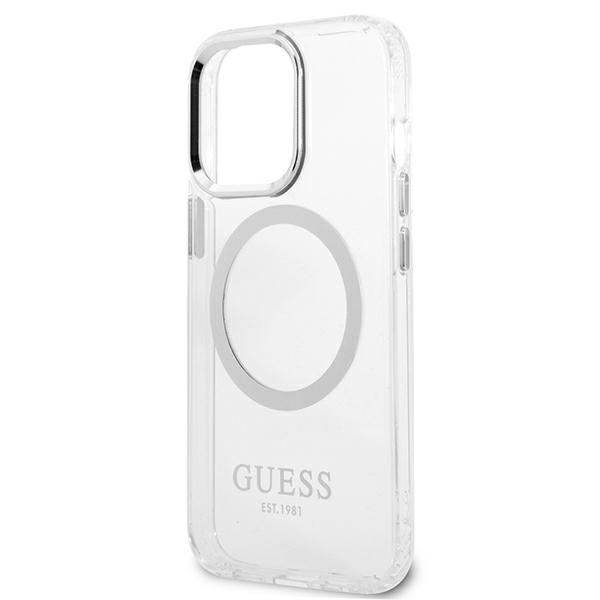 Case GUESS Apple iPhone 13 Pro Max Metal Outline MagSafe Silver Hardcase