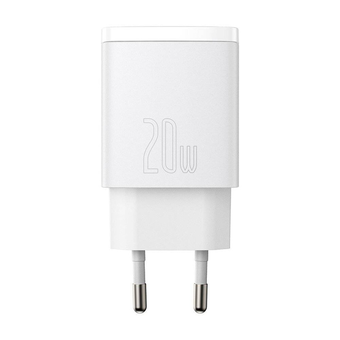 Kompaktní rychlá nabíječka Baseus USB / USB typu C 20W 3A napájení Quick Charge 3.0 bílá (CCXJ-B02)