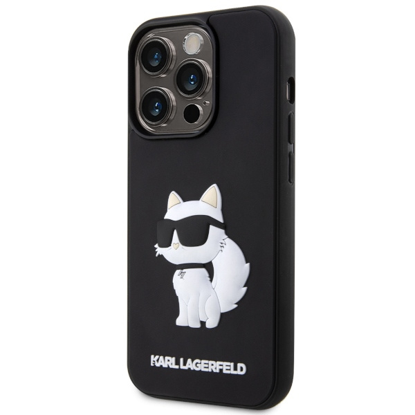 Hülle Karl Lagerfeld KLHCP14X3DRKHNK iPhone 14 Pro Max 6,7" schwarz/schwarz hartcase Rubber Choupette 3D Case