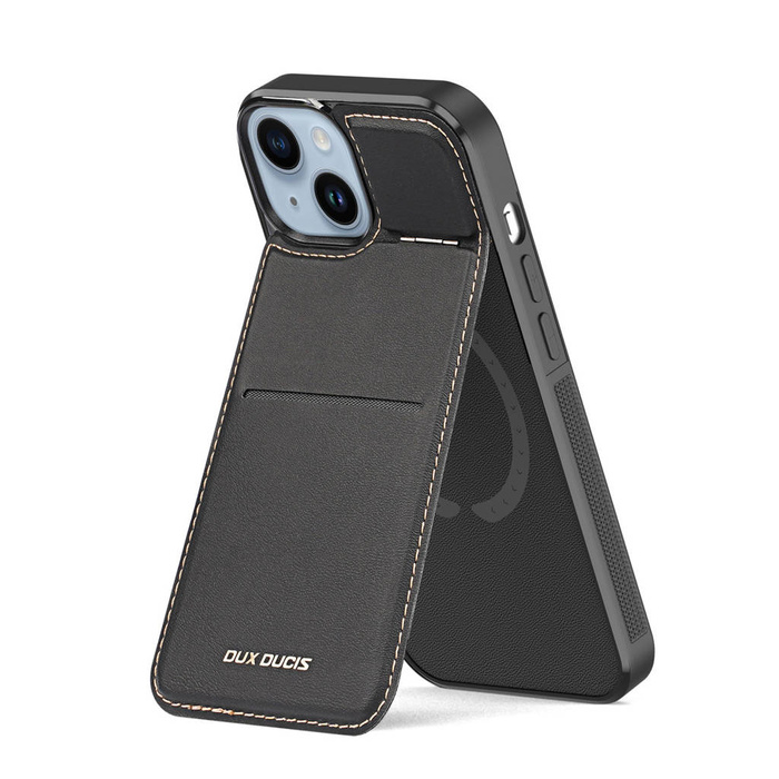 Étui portefeuille 3 en 1 avec support pour iPhone 15 Plus Bloqueur RFID MagSafe Dux Ducis Rafi Mag - Noir