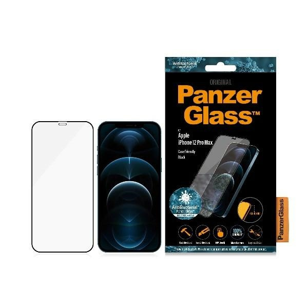 PanzerGlass Pro E2E Super+ iPhone 12 Pro Max Case Friendly AntiBacterial Microfracture schwarz/schwarz
