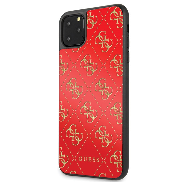 Guess  11 Pro Max funda dura roja 4G Double Layer Glitter