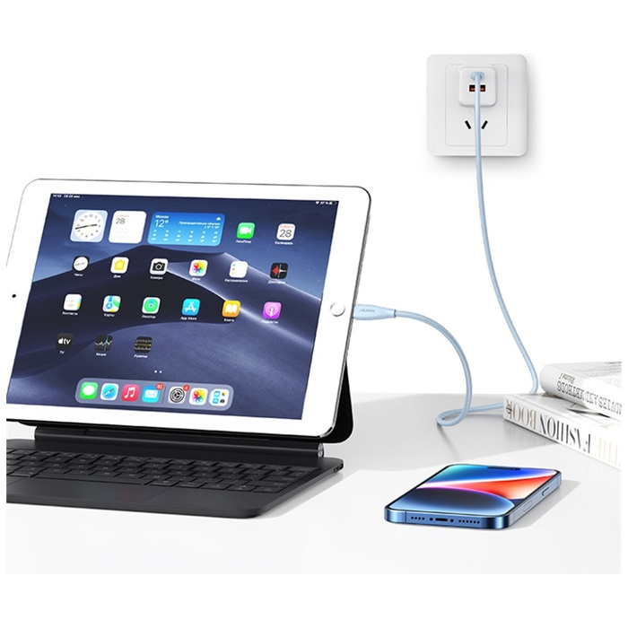 Kabel USAMS Green Series SJ717 30W USB-C do Lightning 1m niebieski