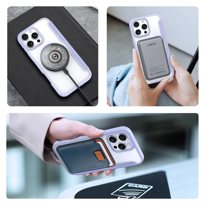 Dux Ducis Skin X Pro Hülle für iPhone 16 Pro mit MagSafe und Klappe – Lila