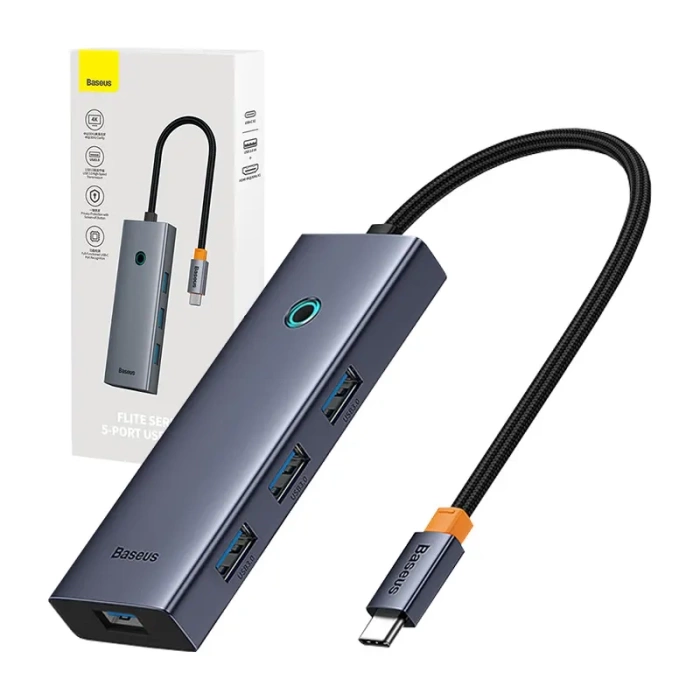 Hub 5w1 Baseus UltraJoy 5-Port (1xHDMI4K@30Hz + 4xUSB 3.0) Szary