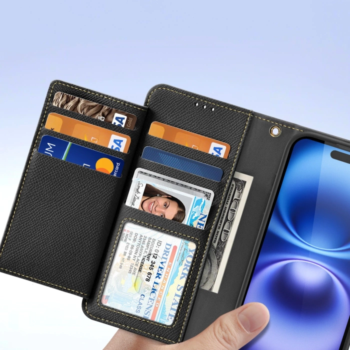 Dux Ducis Lawa Lederhülle für iPhone 16 - Schwarz