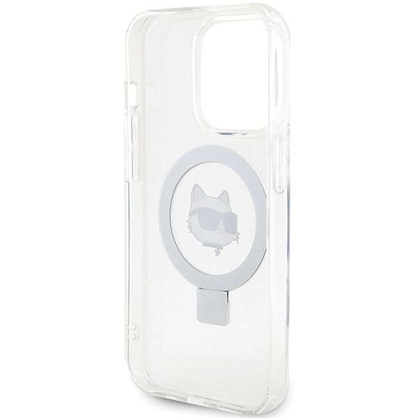 Cover Karl Lagerfeld KLHMP15LHMRSCHH iPhone 15 Pro 6.1" bianco/bianco durocase Anello Stand Choupette Head MagSafe Case