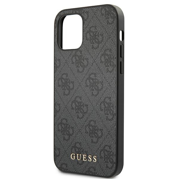 Case GUESS Apple iPhone 12 12 Pro 4G Metal Gold Logo Grey Hardcase