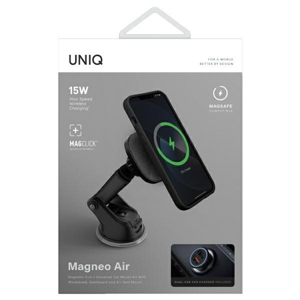 Uniq magnetic holder sam Magneo with inductive charging 3in1 Car dash &amp; Vent Mount grey/grey