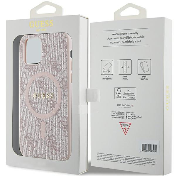 Etui Guess GUHMP12MG4GFRP iPhone 12/12 Pro 6.1" różowy/pink hardcase 4G Collection Leather Metal Logo MagSafe Case