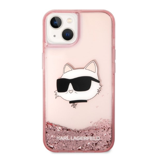 Case Karl Lagerfeld iPhone 14 Plus 6.7" pink/pink hardcase Glitter Choupette Head