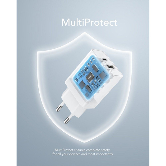 Ładowarka sieciowa do telefonu VEGER USB A + Typ C PD QC3.0 3A 30W VLS302U biała