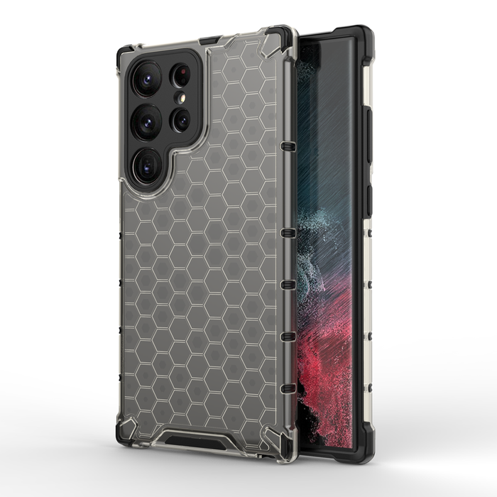 Custodia a nido d&#39;ape per Samsung Galaxy S23 Ultra cover ibrida blindata nera