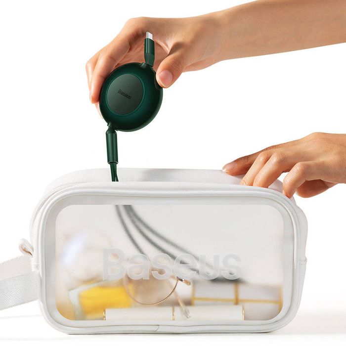 Baseus Bright Mirror 2 cable retráctil 3en1 USB Tipo C - micro USB + Lightning + USB Tipo C 3.5A 1.1m verde (CAMJ010206)