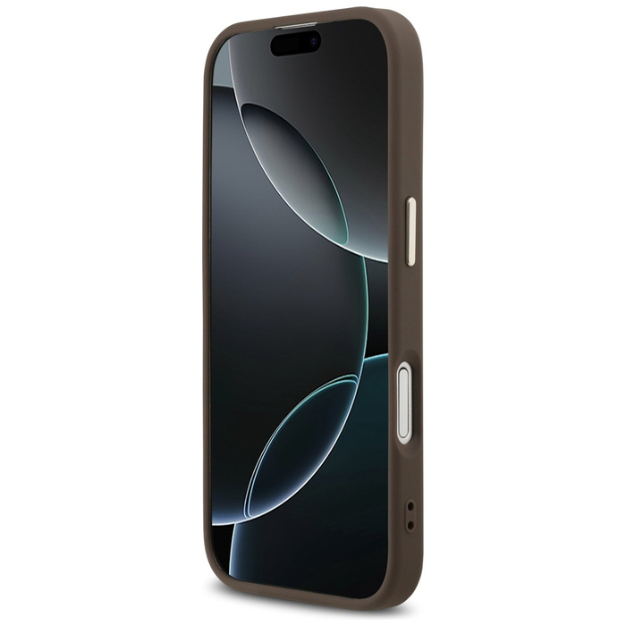 Etui Guess 4G Triangle Logo MagSafe do   iPhone 17 brązowy złoty