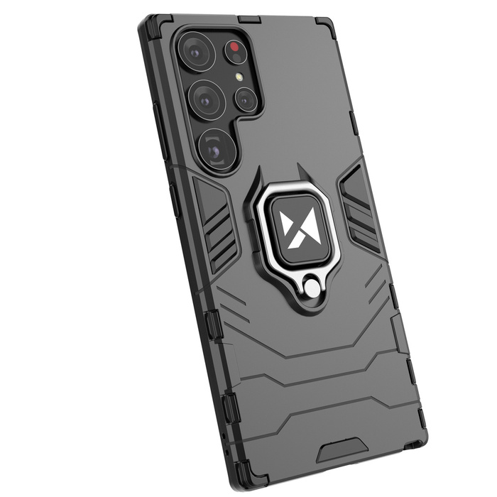 Wozinsky Ring Armor para Samsung Galaxy S23 Ultra blindada con soporte magnético y anillo negro