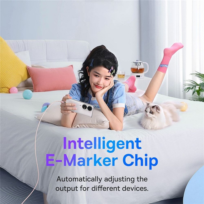 BASEUS kabel Typ C do Typ C Explorer Power Delivery 100W 1m różowy P10319703411-00 / CB000043