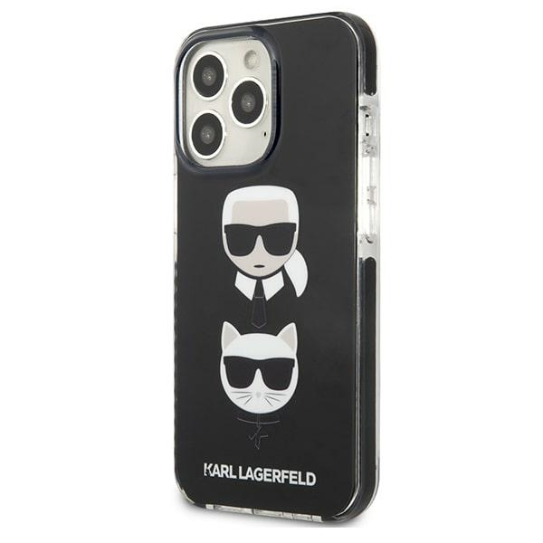 Hülle KARL LAGERFELD Apple iPhone 13 13 Pro Karl&Choupette Kopf Schwarz Hartcase