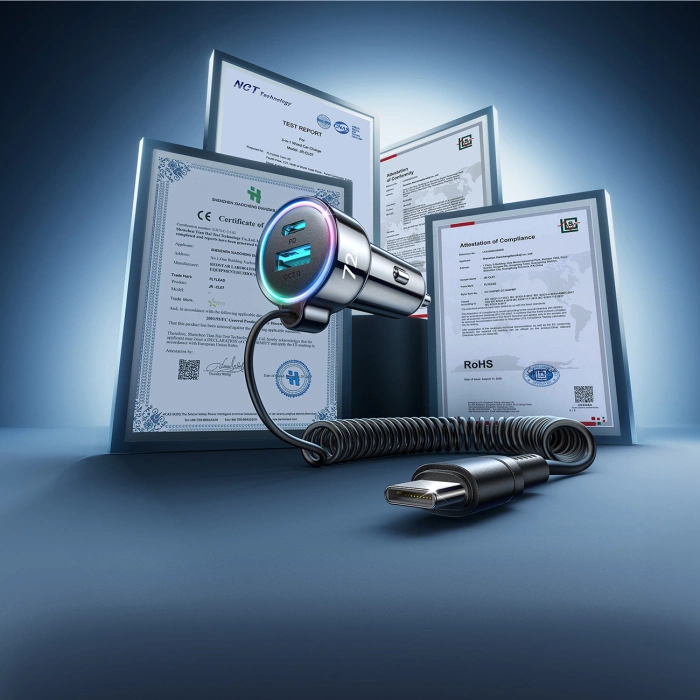 Joyroom vysokorychlostní nabíječka 3 v 1 s kabelym USB typu C 1,5 m 55 W černá (JR-CL07)