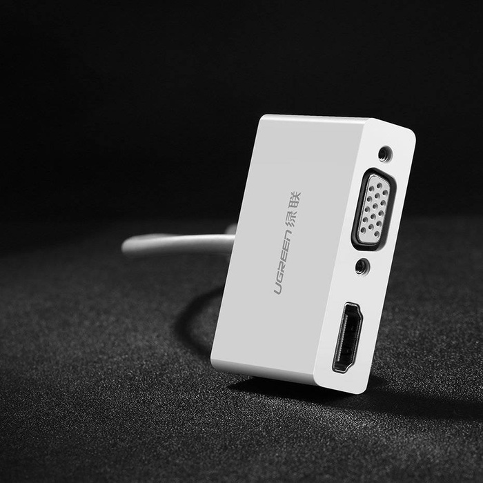 Ugreen adaptér video převodník USB typu C - HDMI / VGA bílá (MM123)