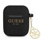 Guess GUA2LSC4EK Cover per AirPods nera / nera Collezione di charm in silicone