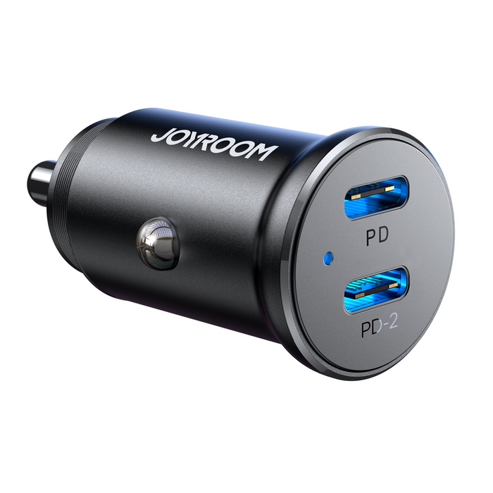 Joyroom JR-CCN06 30W 2x USB-C mini nabíječka do auta kovová - černá
