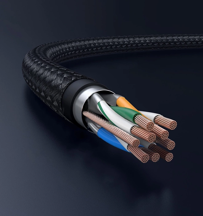 UGREEN NW153 Kabel geflochtenes Netzwerkkabel, Ethernet RJ45, Kat.8, F/FTP, 1,5m (schwarz)