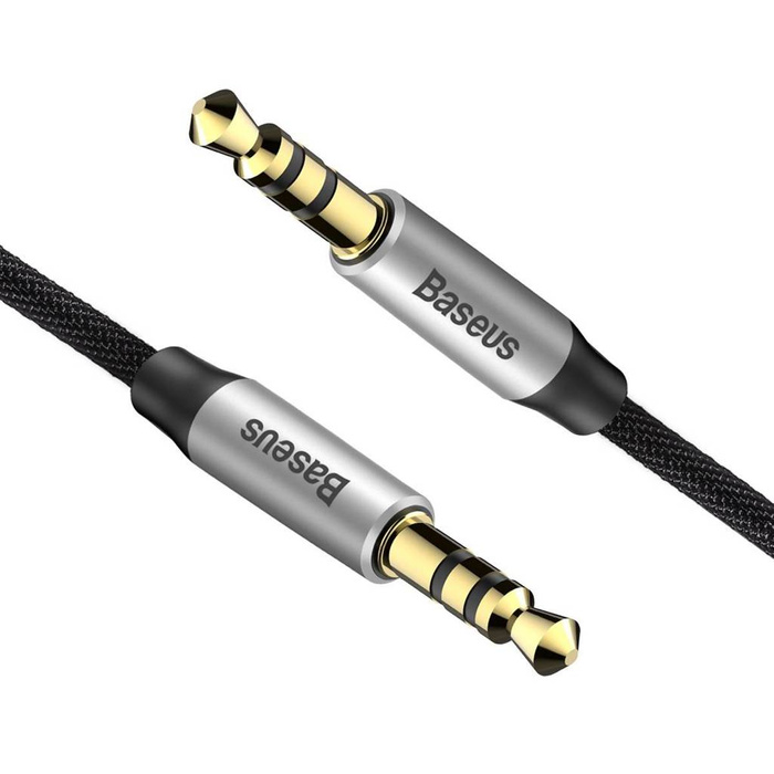 Baseus Yiven M30 stereo AUX audio kabel 3,5 mm samec mini jack 1,5 m stříbrno-černý (CAM30-CS1)
