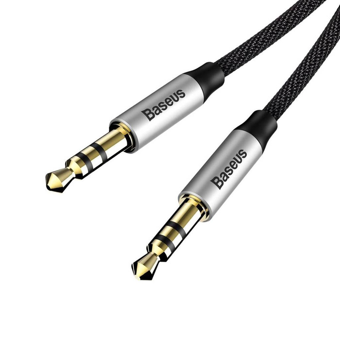 Baseus Yiven M30 stereo AUX 3,5mm audio kabel samec mini jack 1m stříbrno-černý (CAM30-BS1)