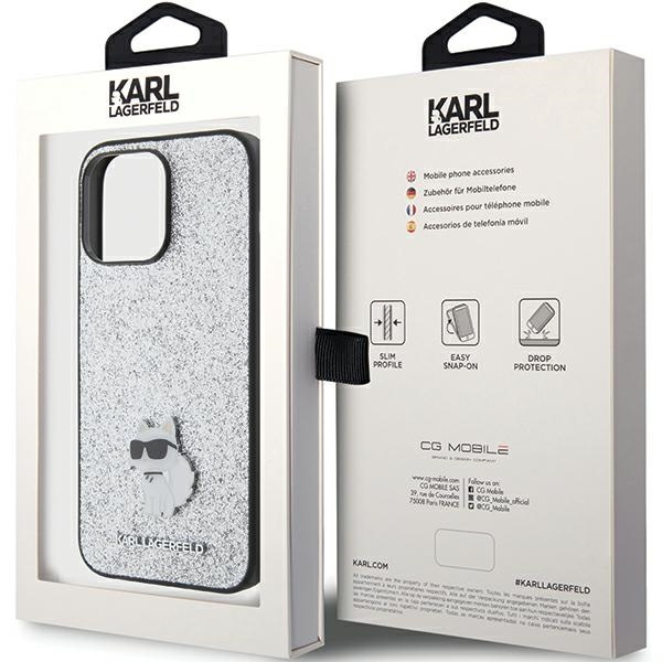 Karl Lagerfeld KLHCP15XGCNPSG iPhone 15 Pro Max 6.7" argent/argent durcase Fixed Glitter Choupette Logo Metal Pin