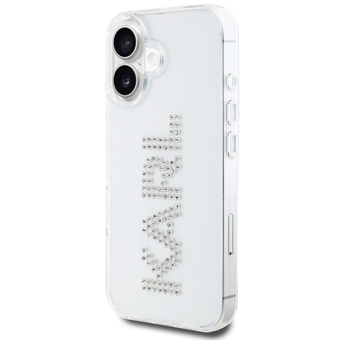 Etui Karl Lagerfeld IML Rhinestones Logo do iPhone 16 przezroczysty
