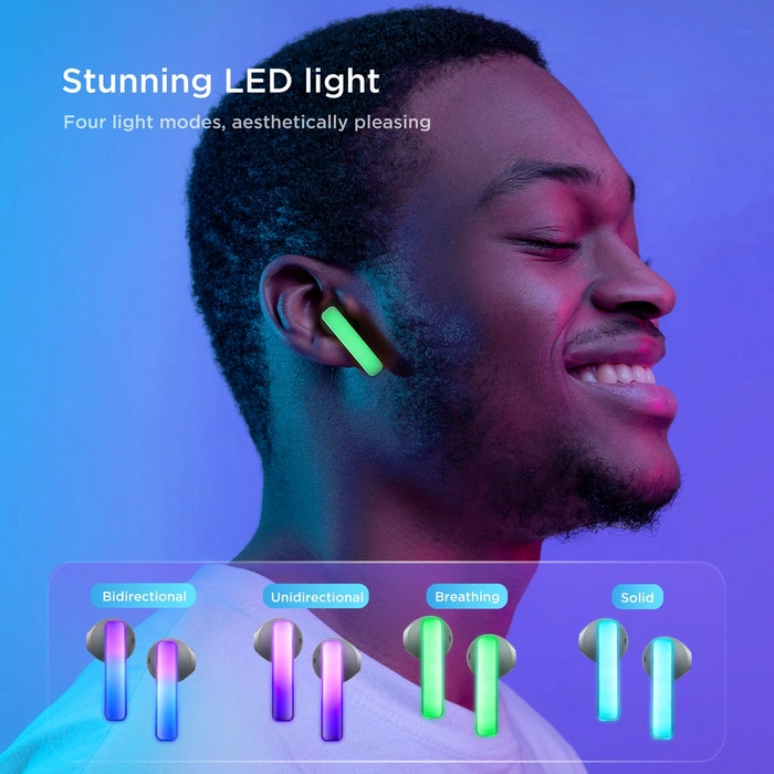 Cuffie wireless TWS Joyroom JR-TC1 IceLens Series con luci LED - nere