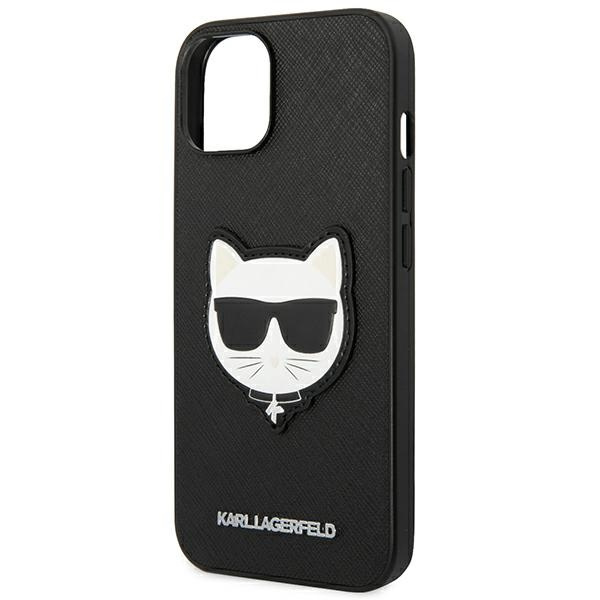 Hülle Karl Lagerfeld iPhone 14 Plus 6.7" hartcase schwarz/schwarz Saffiano Choupette Head Patch
