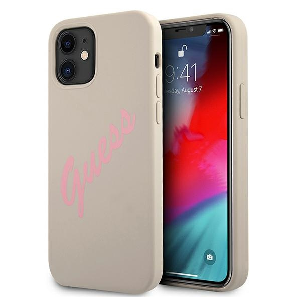 Case GUESS Apple iPhone 12 Mini Silicone Vintage Grey Pink Hardcase