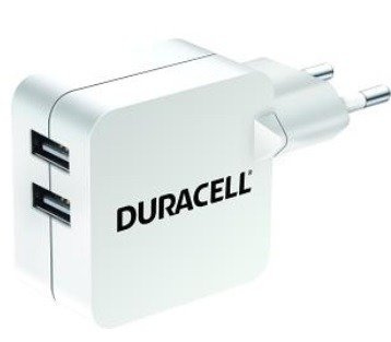 Adaptador de red Duracell 2X2.4A WHITE TWO USB