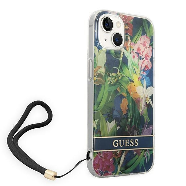 Guess GUOHCP14MHFLSB iPhone 14 Plus 6.7" blue/blue hardcase Flower Strap