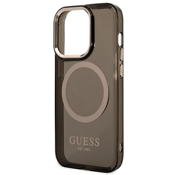Guess GUHMP14LHTCMK iPhone 14 Pro 6.1" schwarz/schwarz hart case Gold Outline Translucent MagSafe