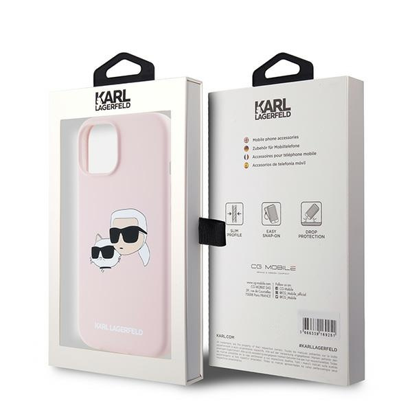 Etui Karl Lagerfeld KLHMP15SSKCHPPLP iPhone 15 / 14 / 13 6.1" różowy/pink hardcase Silicone Karl & Choupette MagSafe