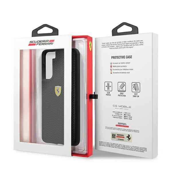 Tasche FERRARI Samsung Galaxy S21 Plus G996 On Track Perforiert FESPEHCS21MBK Schwarz HardHülle