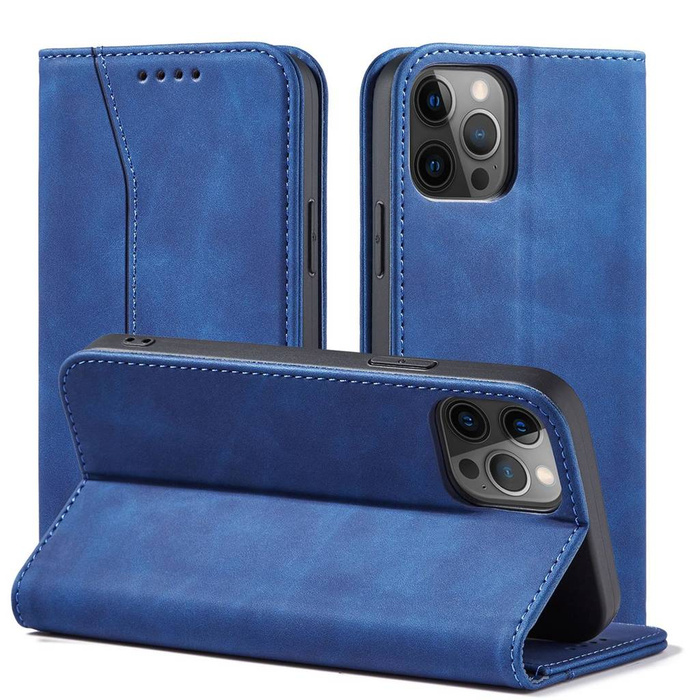 Magnet Fancy Case Case para iPhone 12 Pro Max Pouch Card Wallet Card Holder Blue