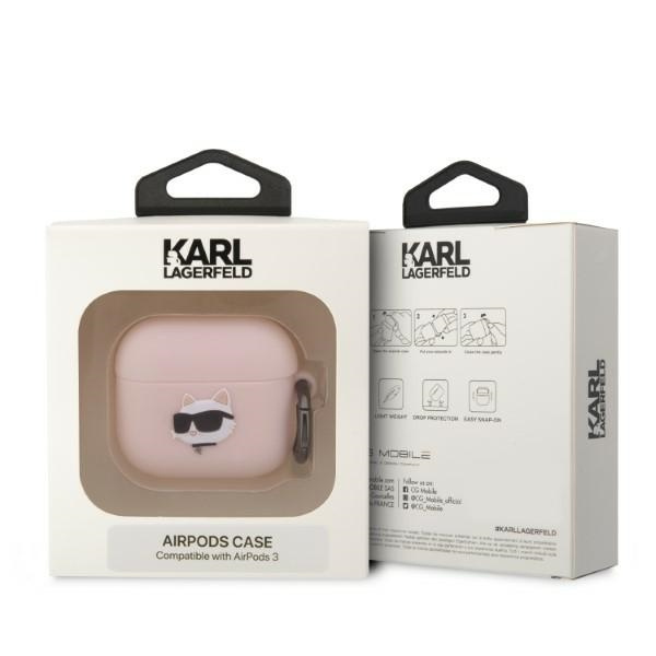 Karl Lagerfeld KLA3RUNCHP AirPods 3 cover rosa/rosa Silicone Choupette Head 3D
